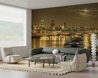 Thames river view wall mural with city lights