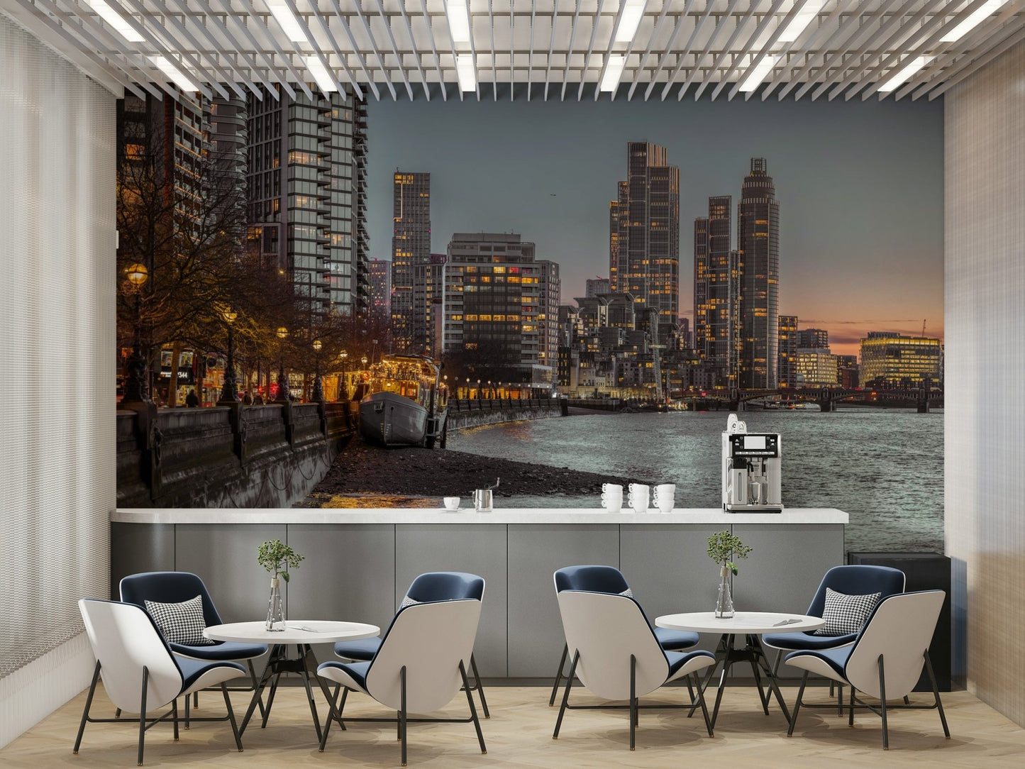 The style is photographic and realistic, capturing the intricate details of the city.
