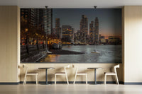 City lights begin to twinkle, adding to the atmospheric effect.
