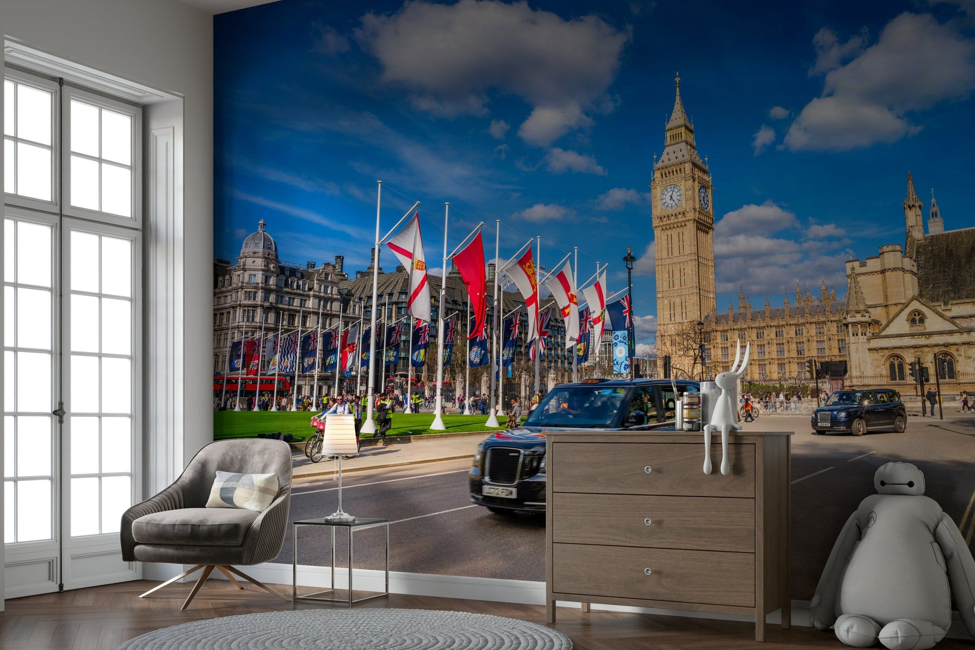 A high-quality print of a classic city scene.

