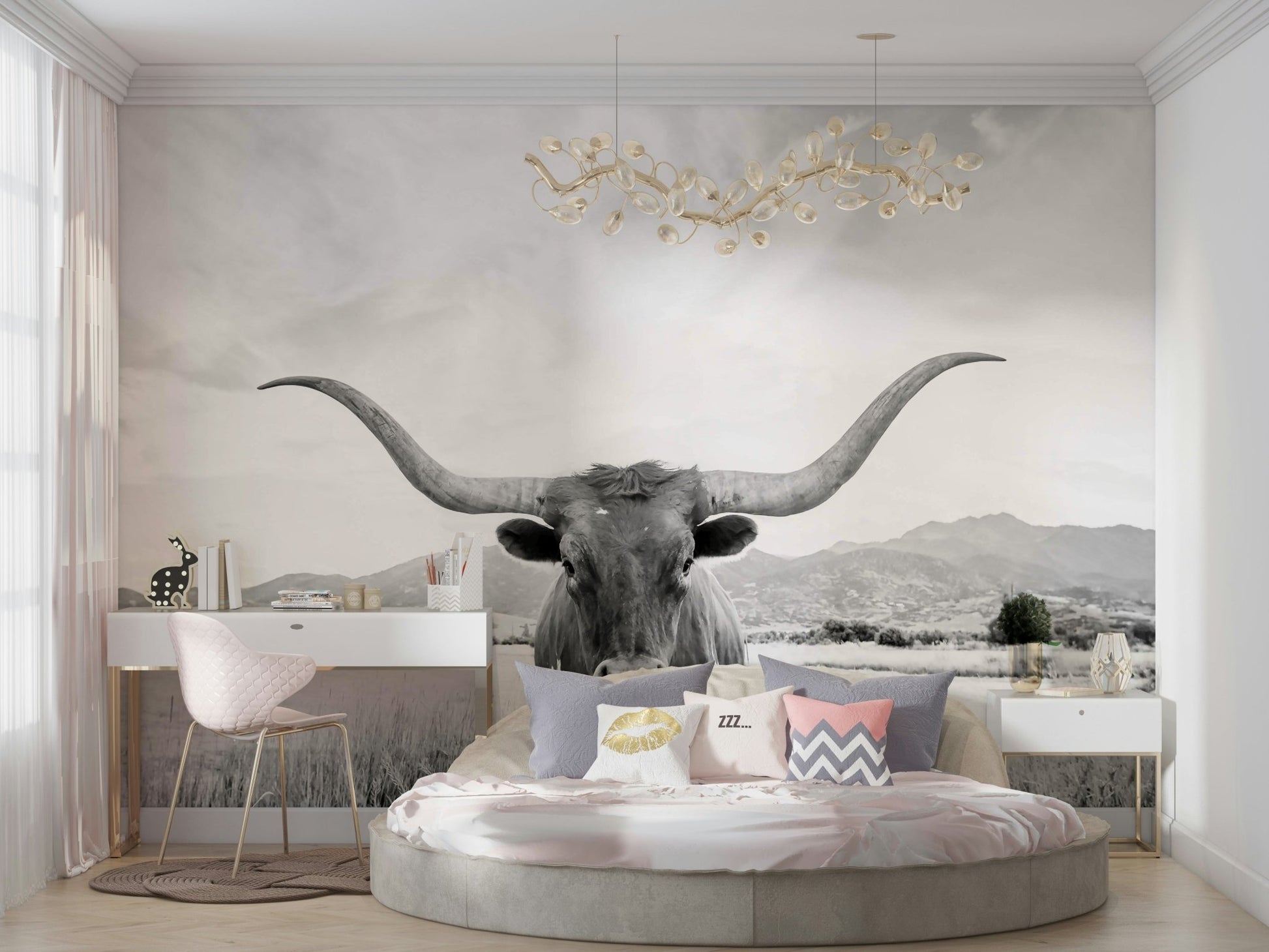 Focus on horns, fur texture, and strong features.

