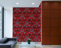 Features stylized flowers with a blend of Mid-Century Modern and Scandinavian retro influences.
