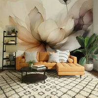 Nature inspired wall decor with soft pink and white petals for a suite.