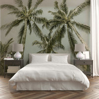 Lovely Palm Trees Vintage Wall Mural with soft coastal tones


