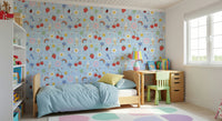 Sweet donut cherry star art wallpaper. Lucky Charm whimsical pattern.