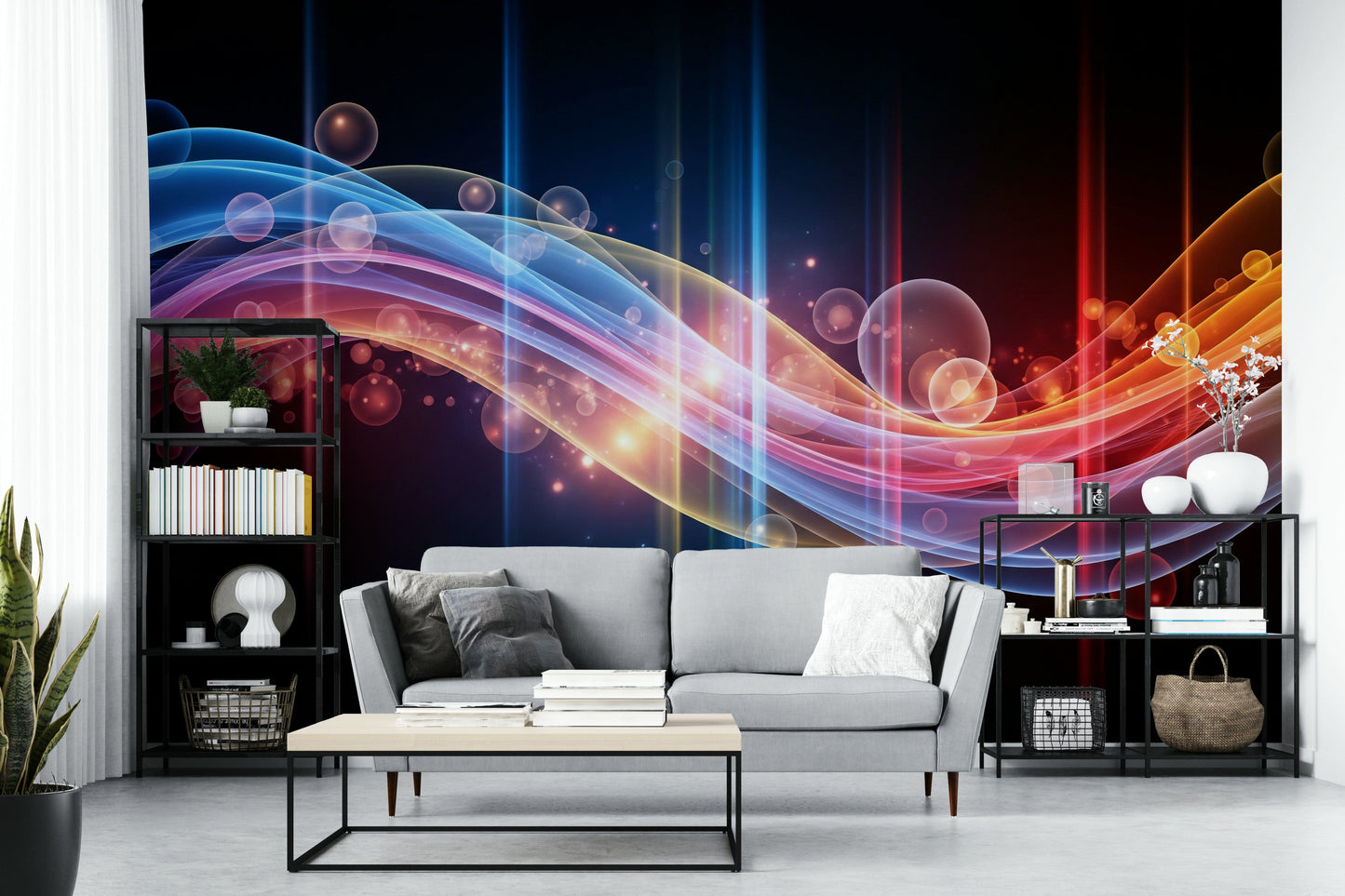 Detailed view of the abstract waves and colors

