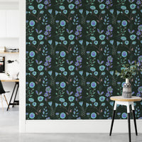 Luminous Floral Whispers Bluish Tones Wallpaper