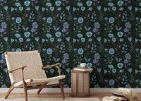 Luminous Floral Whispers Bluish Tones Wallpaper
