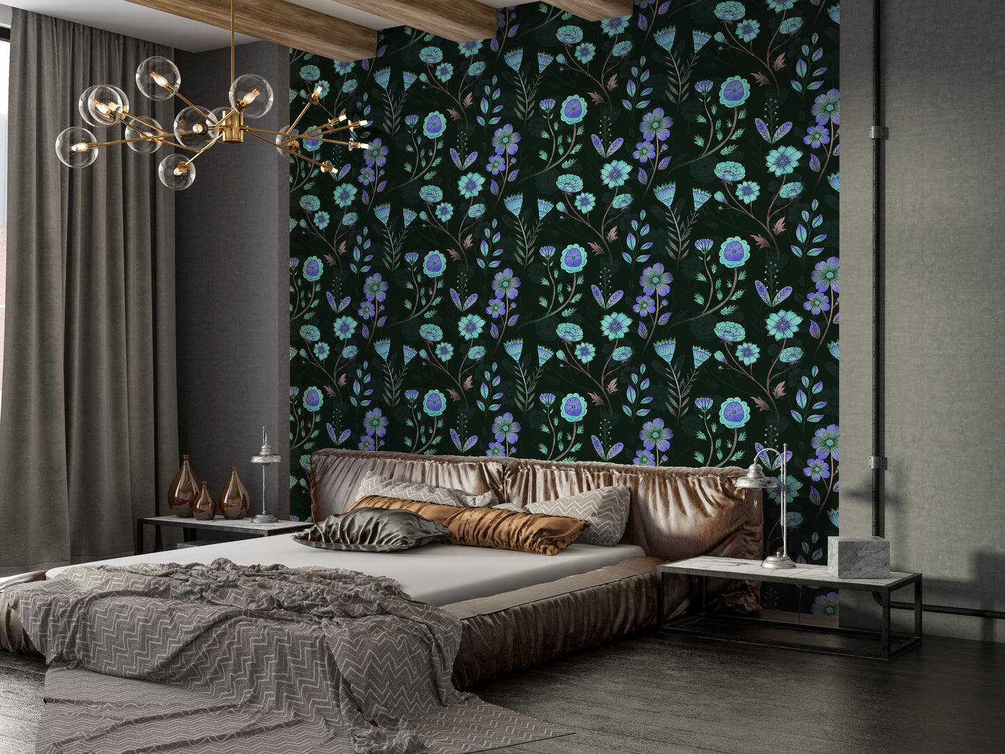 Luminous Floral Whispers Bluish Tones Wallpaper