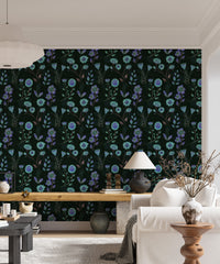 Luminous Floral Whispers Bluish Tones Wallpaper
