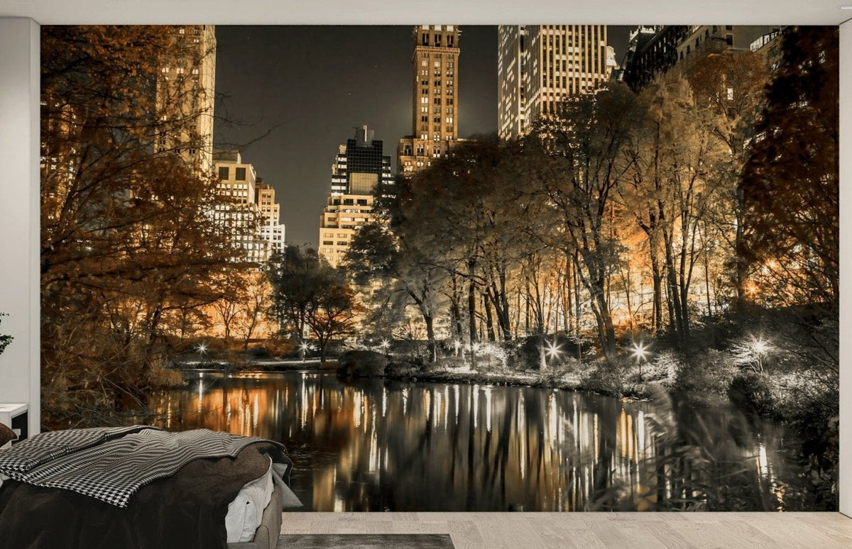 Luminous Serenity Wall Mural featuring a peaceful cityscape

