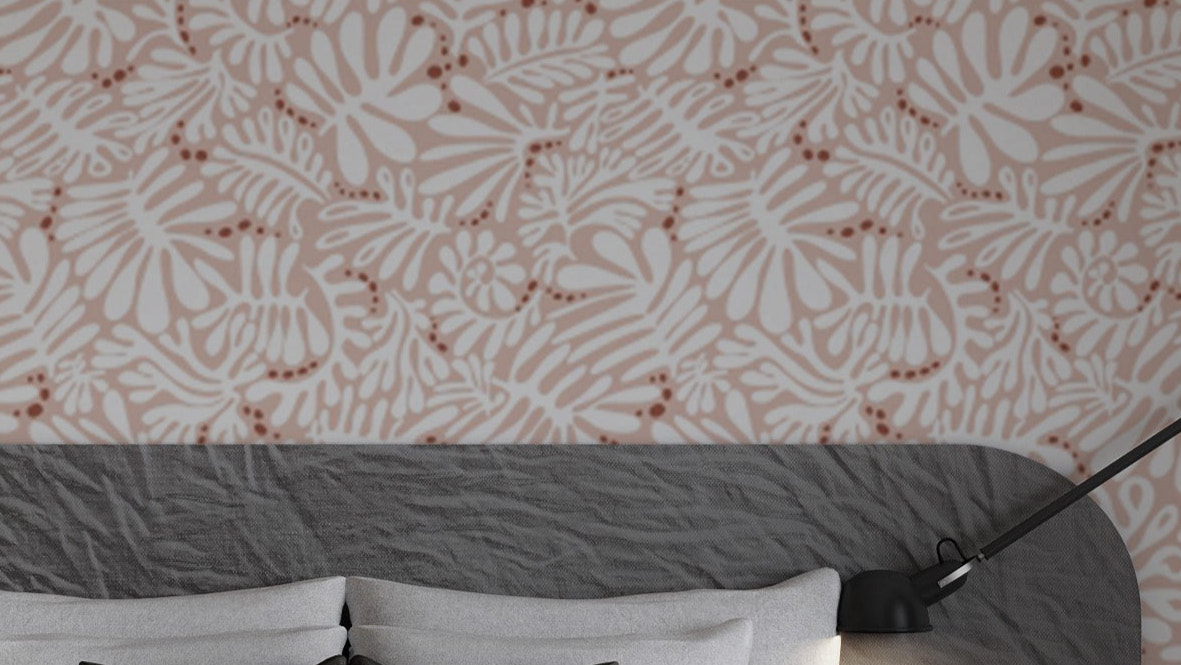Whimsical Blush Botanical Wallpaper