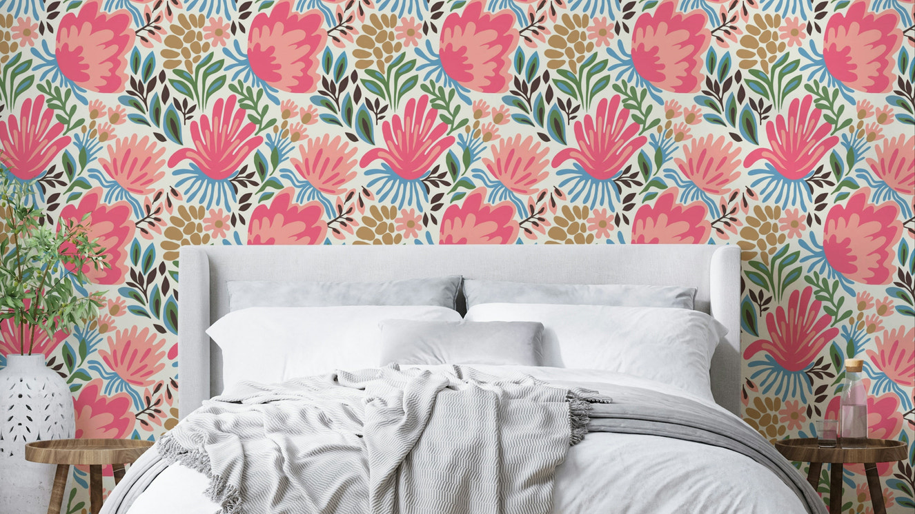 Pink flower wallpaper design

