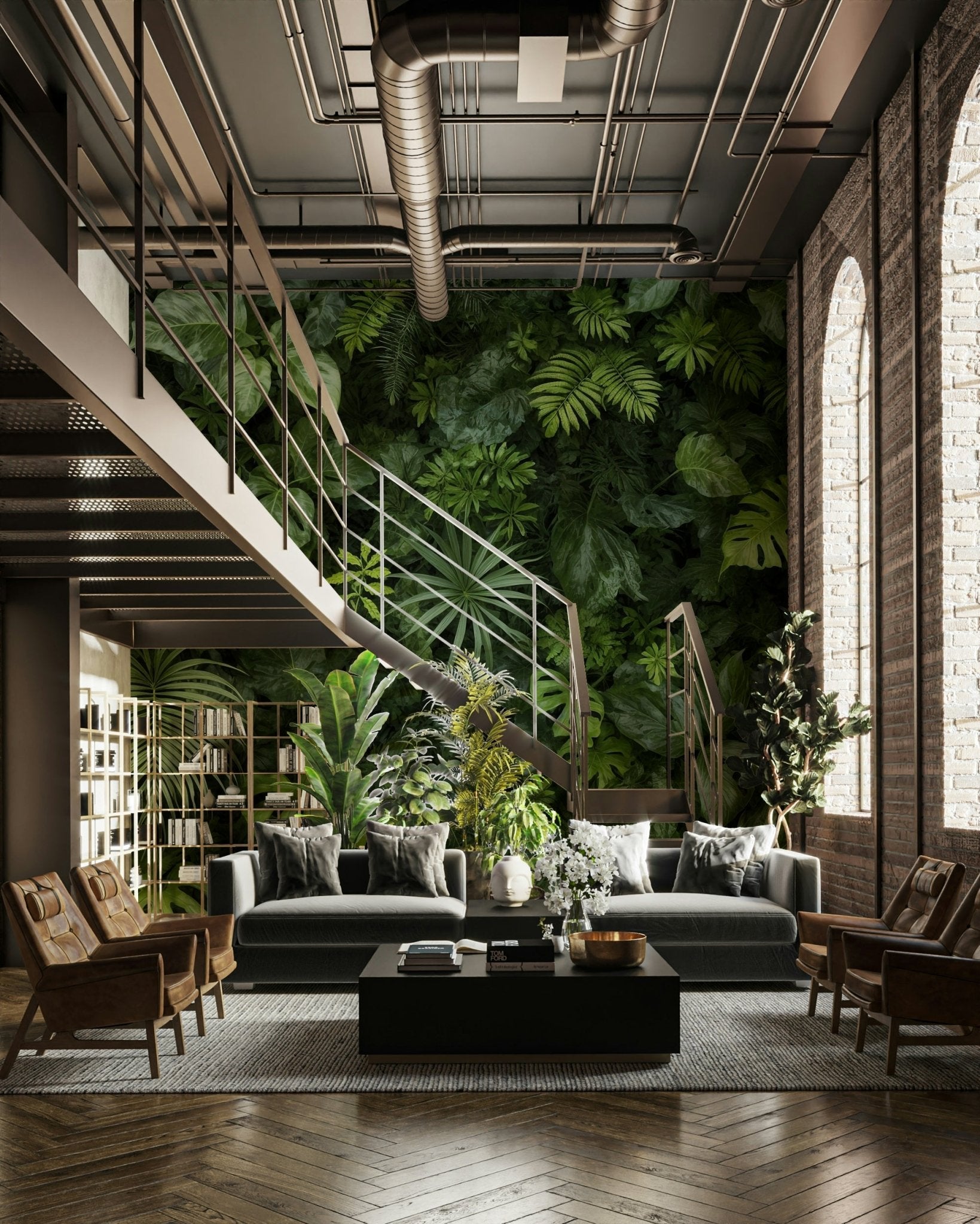 Various plants and foliage fill the entire frame from top to bottom.
