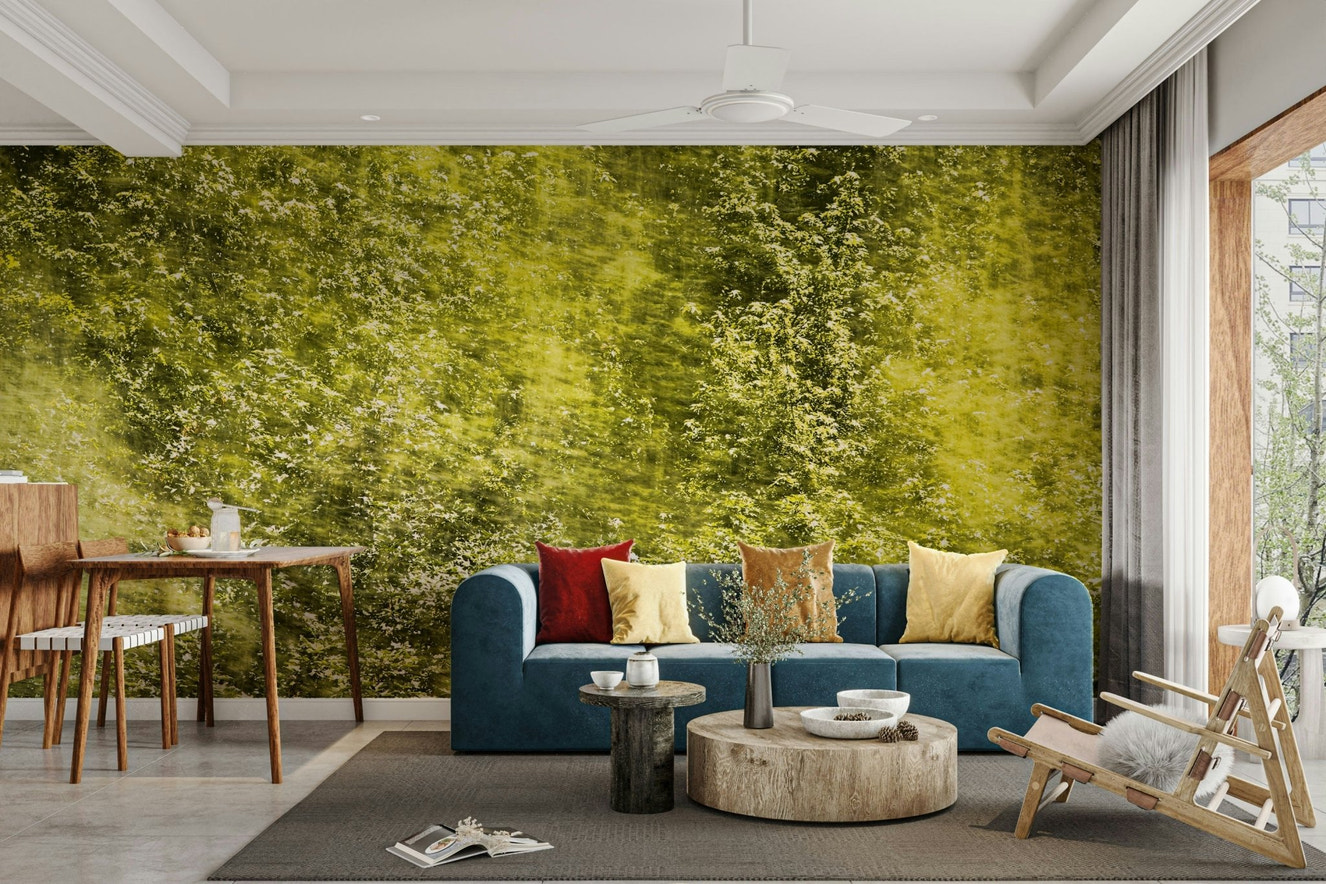 Lush green abstract mural wallpaper
