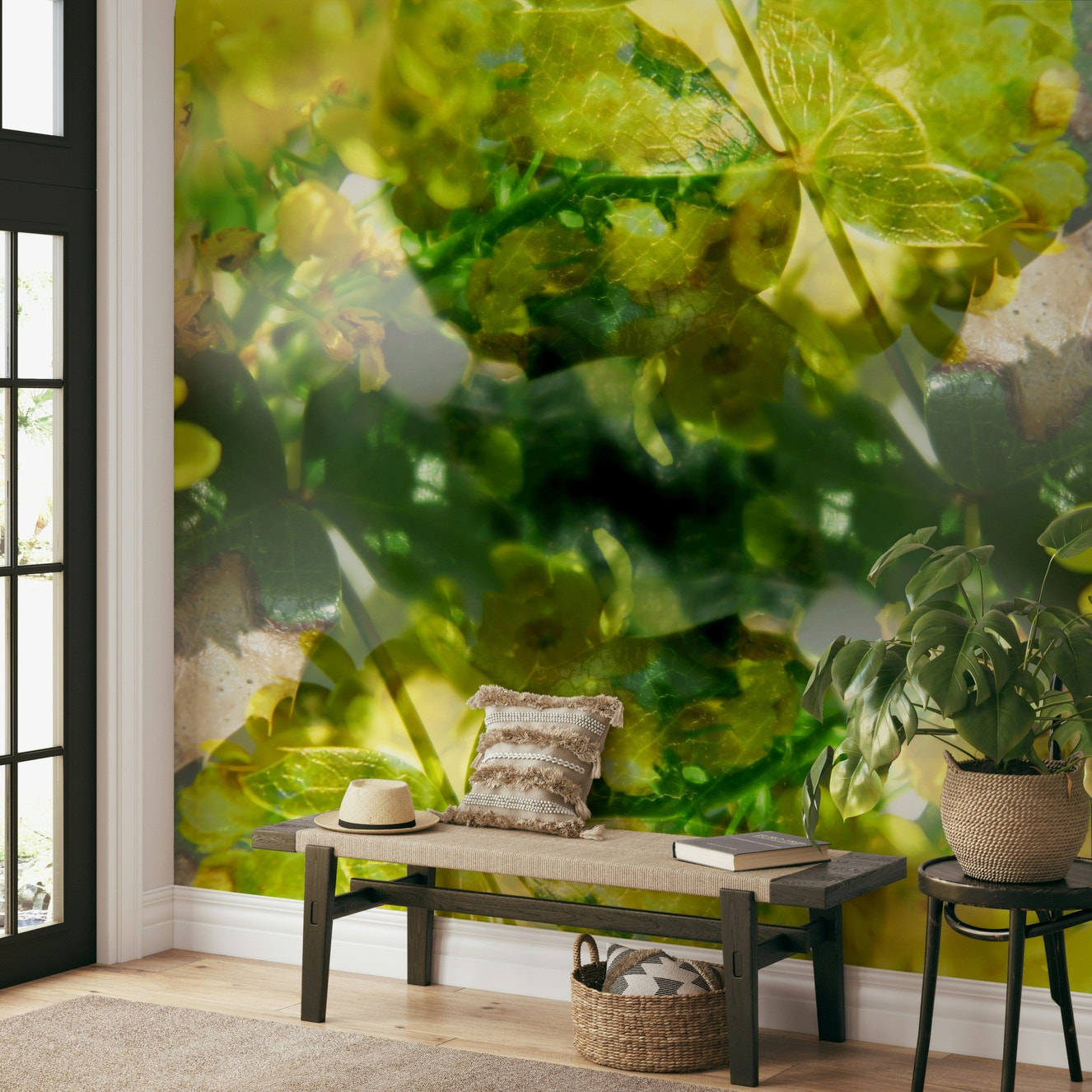 Lush greenery and petals wall art
