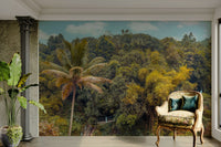 The composition is dynamic, showing a path leading into the trees.

