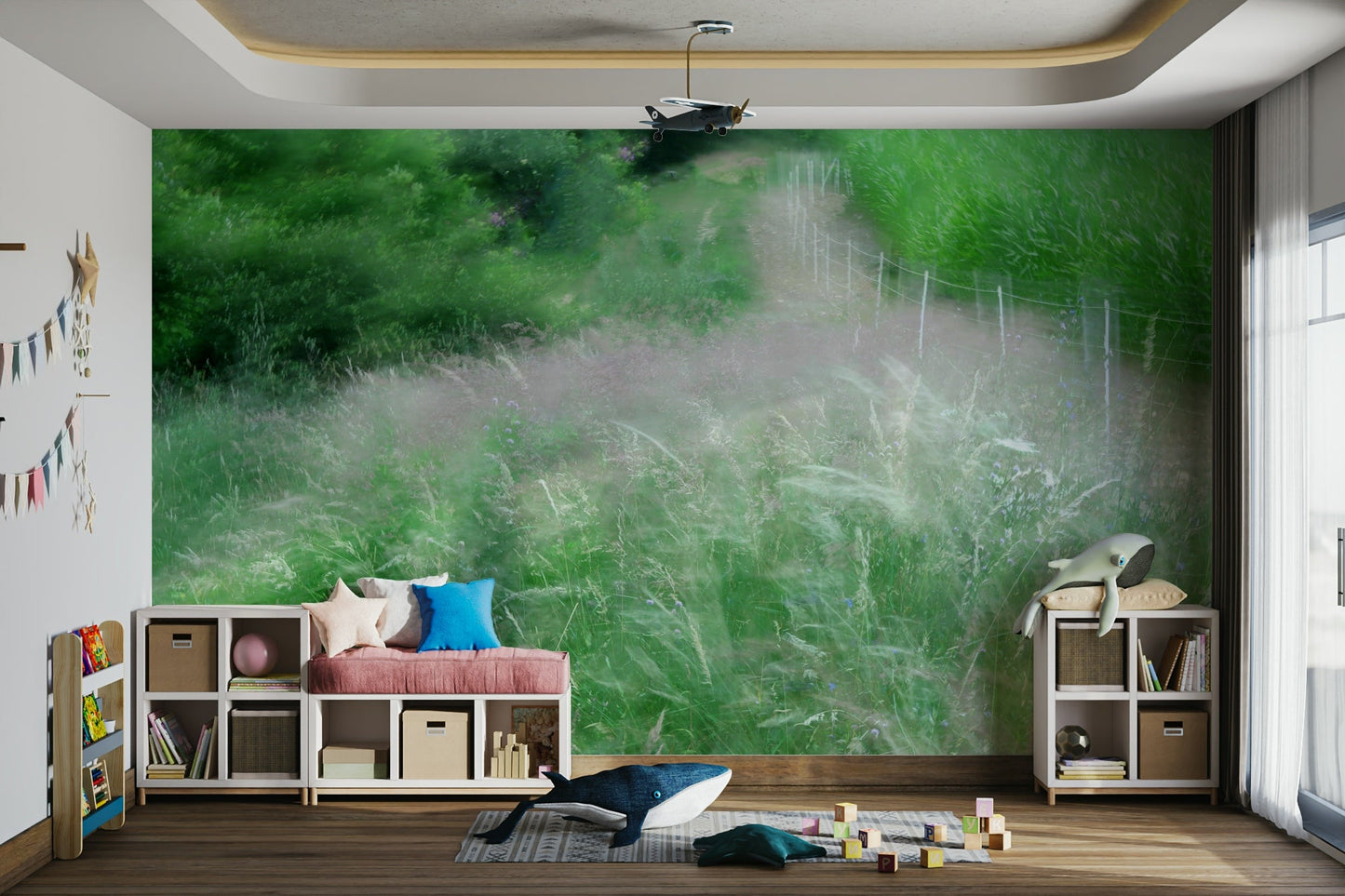 Nature-inspired blurry wall mural
