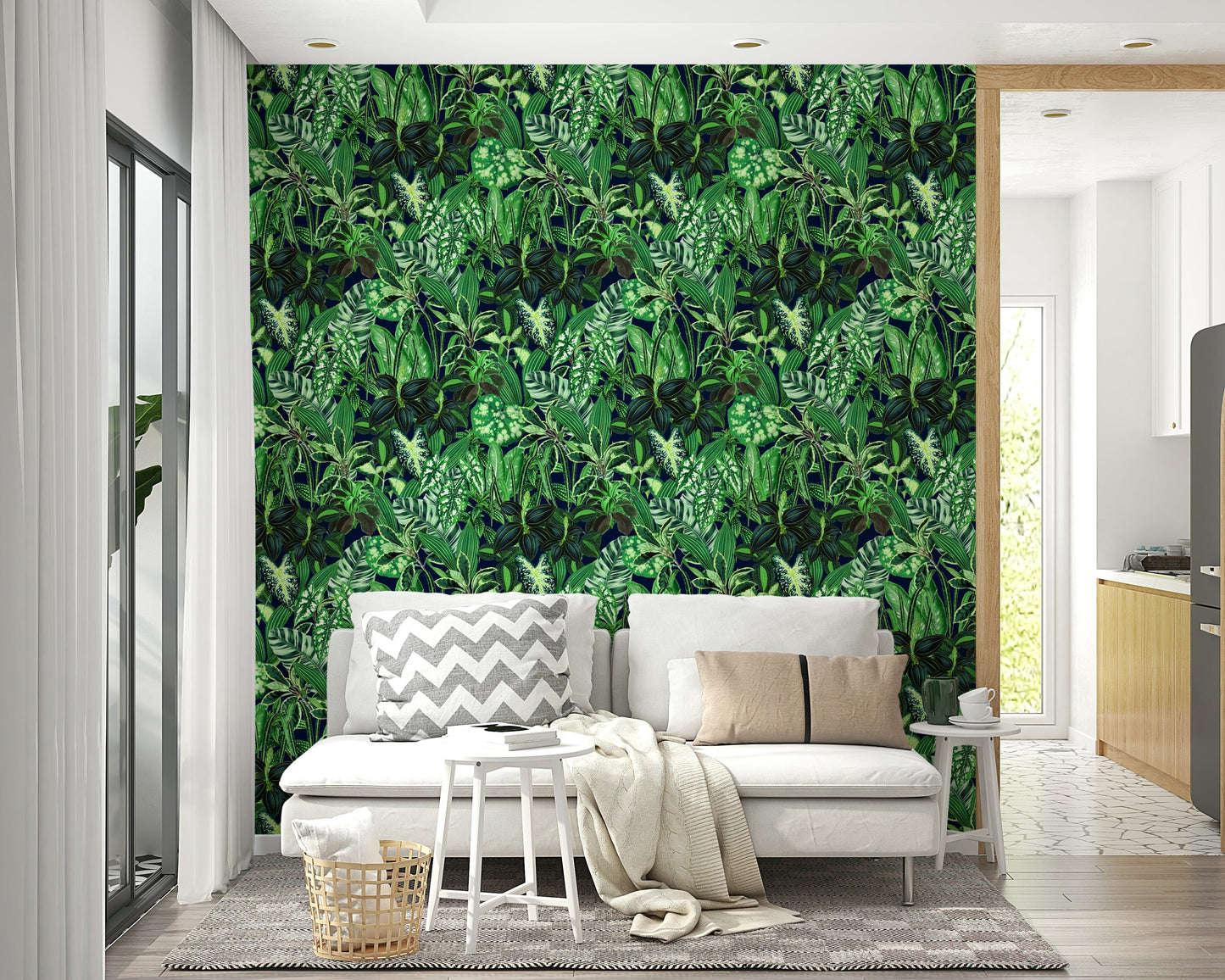 Wallpaper with a unique, vibrant botanical design

