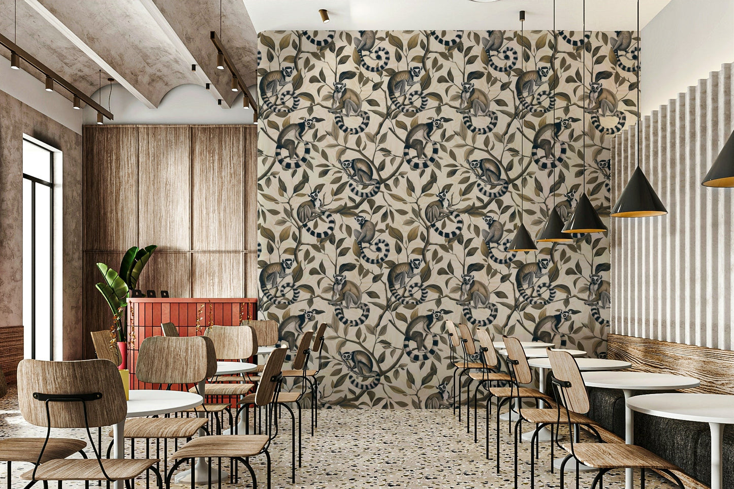 Artistic lemur wall mural

