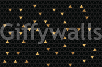 Luxury Black and Gold Triangles wallpaper mural shown as a full-wall mural with scattered gold triangles on a black lattice