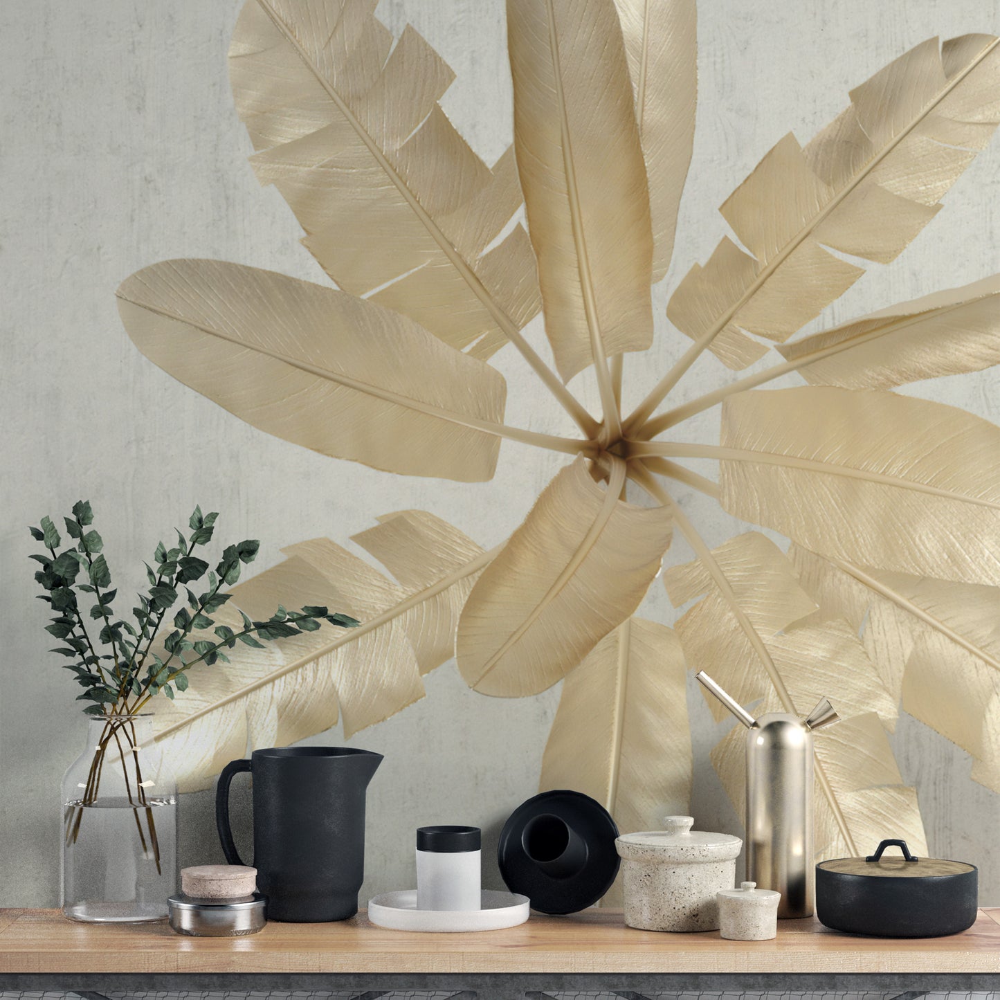 Luxury Gold Banana Leaf Wall Mural