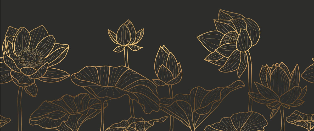 Black Lotus Luxury Wallpaper Mural in your room — zoomed
