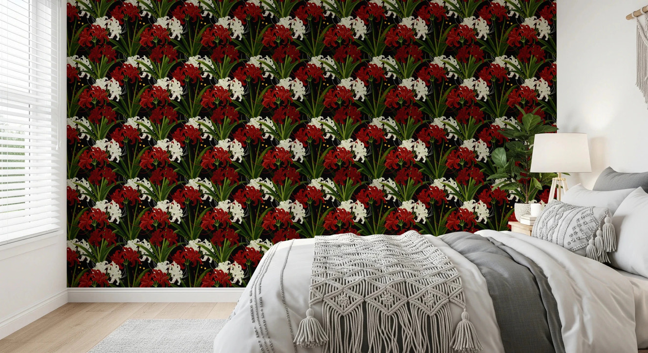Lycoris Radiata Midnight Romantic spiderlily pattern Wallpaper⁠