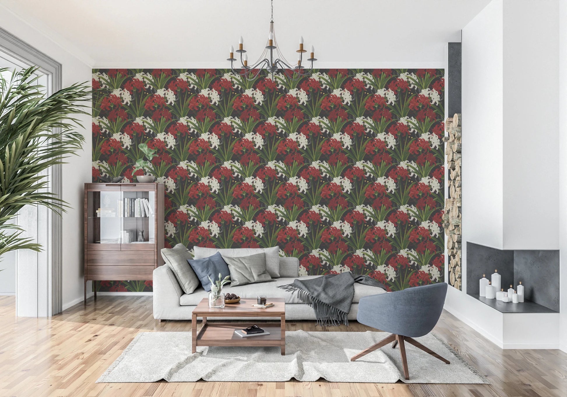 Lycoris Radiata Midnight Romantic spiderlily pattern Wallpaper⁠