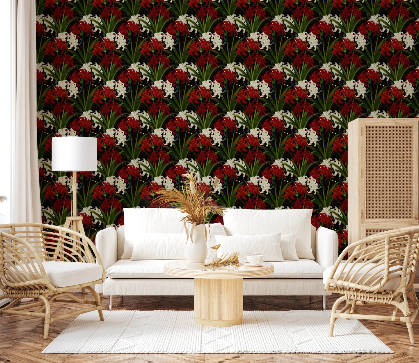 Lycoris Radiata Midnight Romantic spiderlily pattern Wallpaper⁠