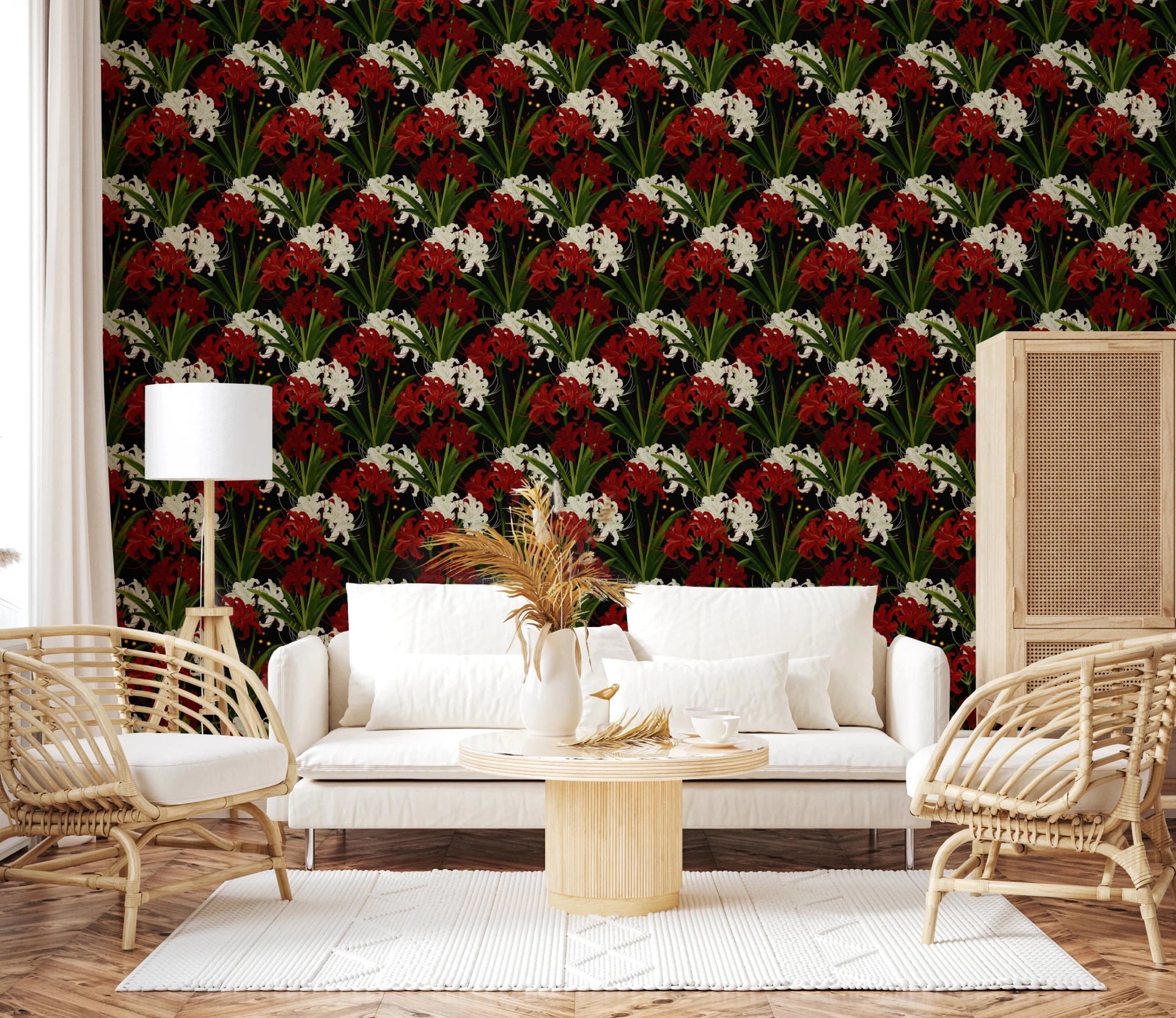 Lycoris Radiata Midnight Romantic spiderlily pattern Wallpaper⁠