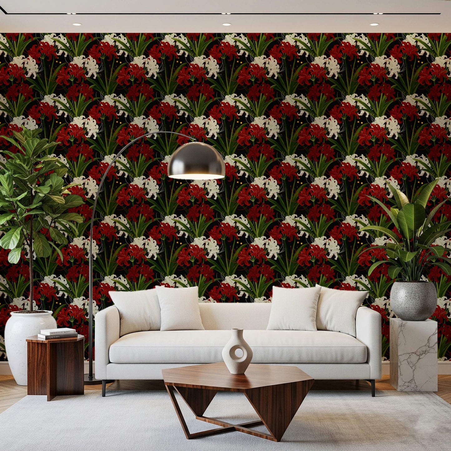 Lycoris Radiata Midnight Romantic spiderlily pattern Wallpaper⁠