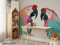Exotic macaws perched wall design

