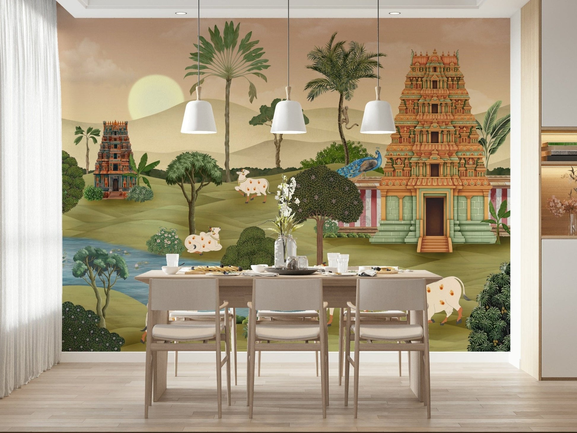 Nature wall mural Madhuban Moonlight with moonlit ambience and depth