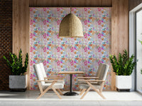 Thick textured floral wallpaper in magenta tones for a romantic spring ambiance.