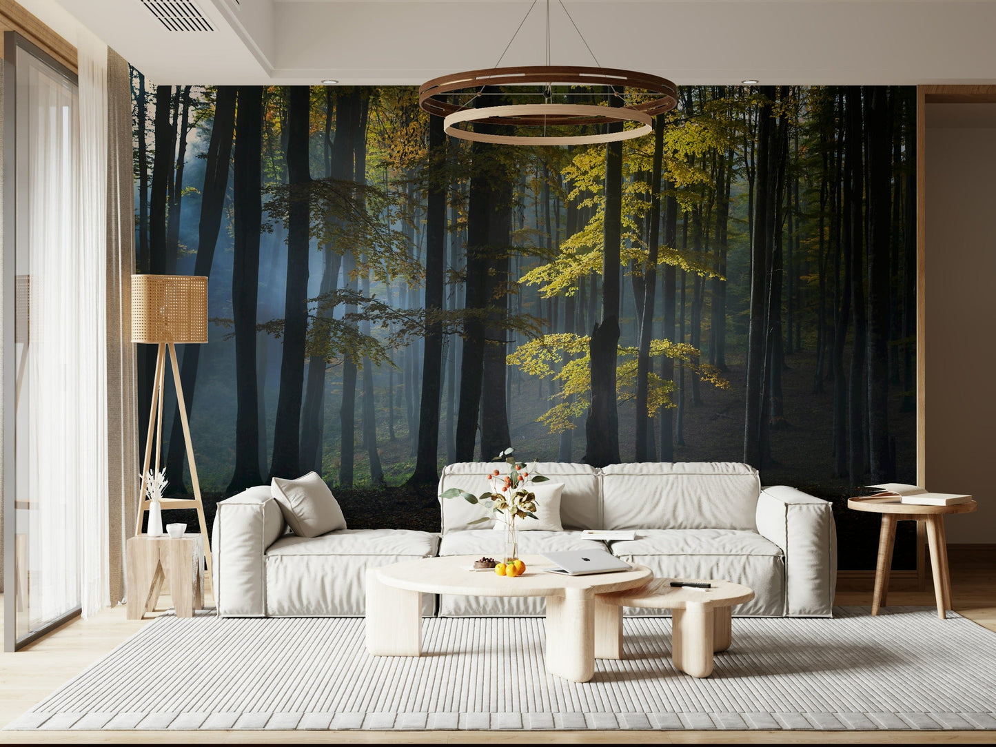 Wide perspective showing Glimmering Forest Woodland repeating trees.