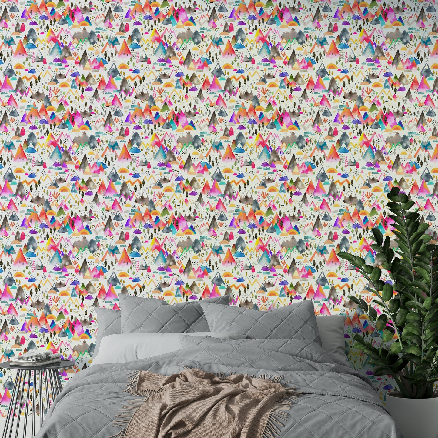 Nature-themed kids wallpaper with mountain scene

