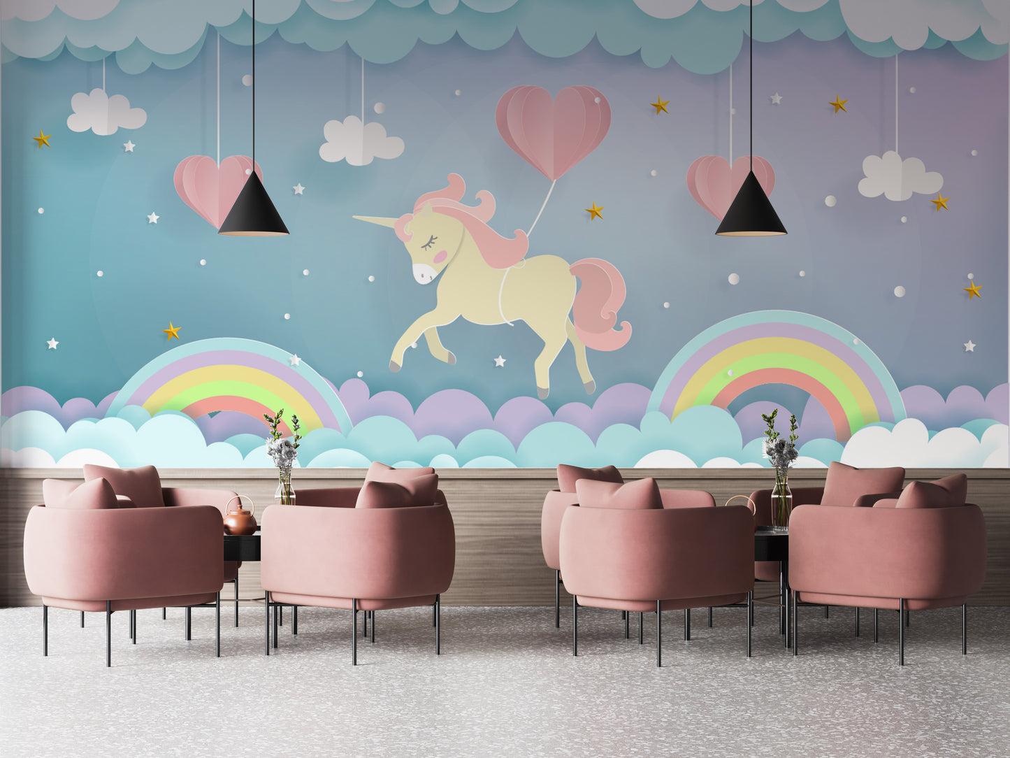 Running Unicorn with Clouds Wallpaper - Giffywalls