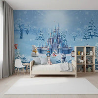 Magical Winter Wonderland wall mural adding charm to a kids room 