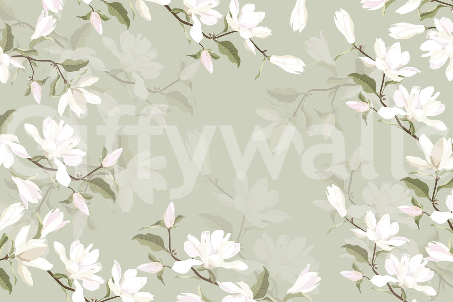 The style is a soft-focus illustration or a painterly design.

