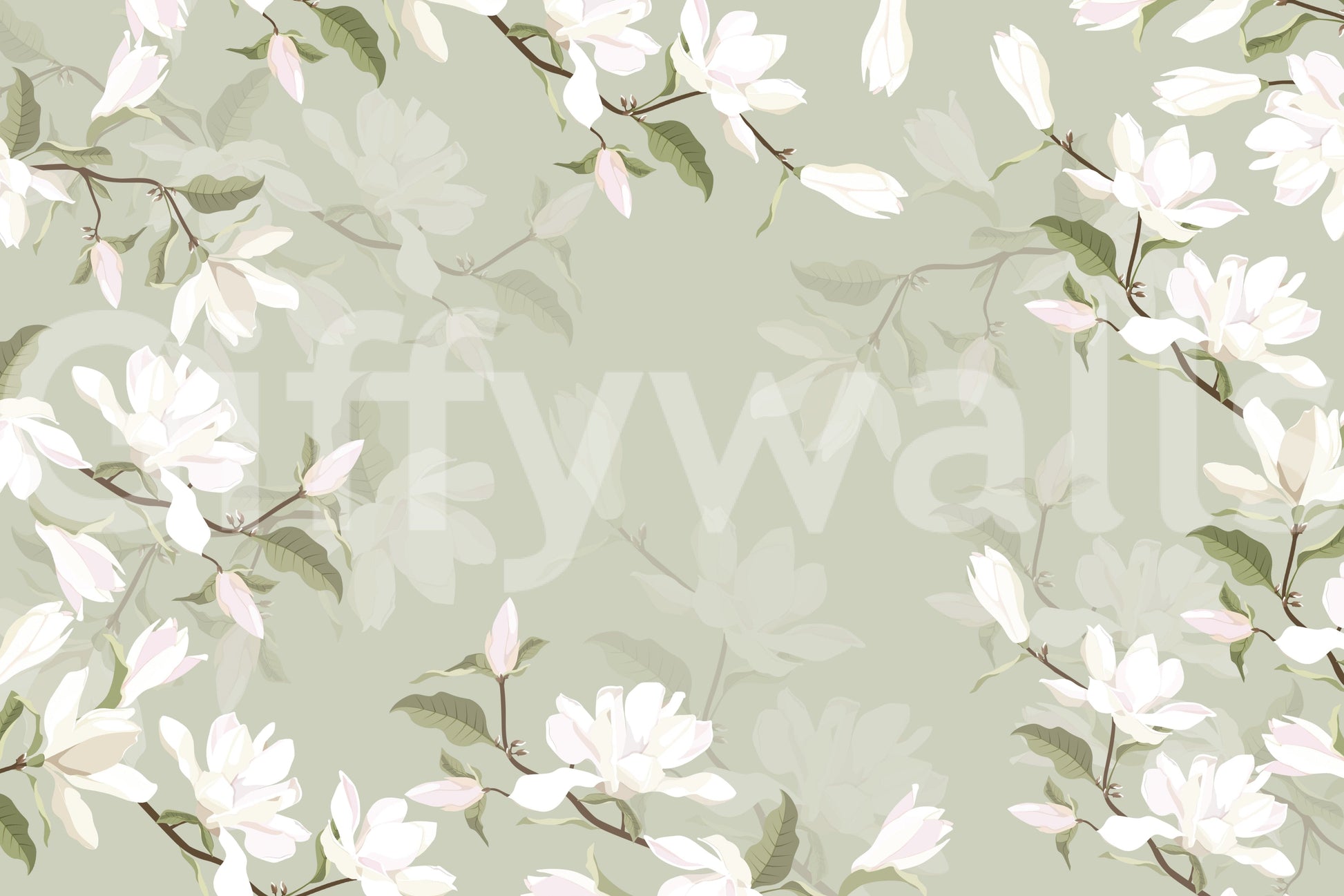 The style is a soft-focus illustration or a painterly design.

