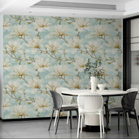 Gentle floral design wallpaper with magnolia flowers.

