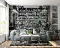 The photo is in black and white, with strong contrasts.

