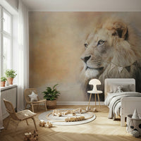 Lion Face Wall Mural – Detailed close-up of a lion’s face showcasing expressive eyes and realistic textures.