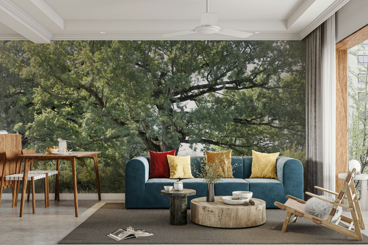 Green foliage tree wall mural
