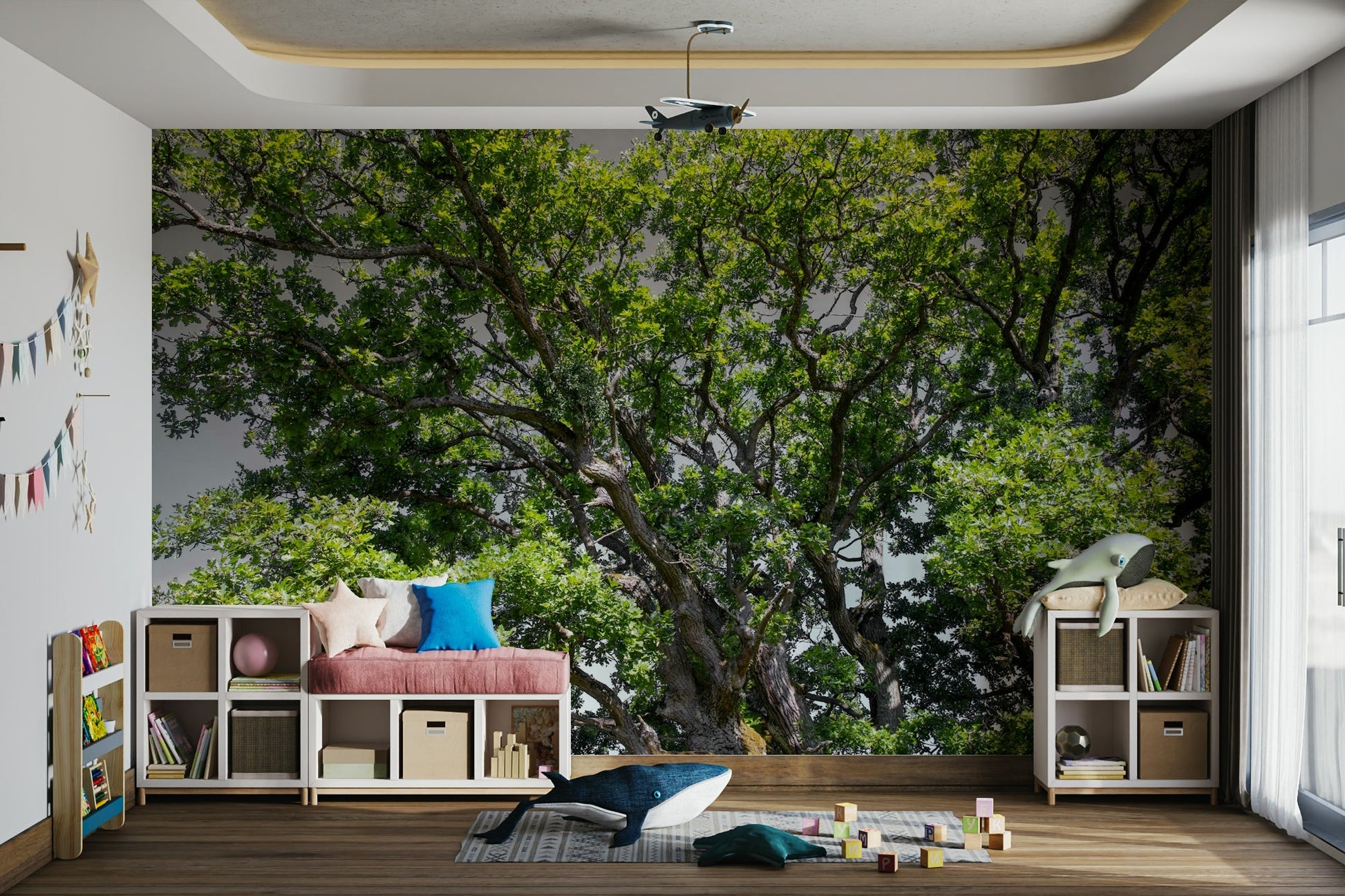 Lush green foliage wall mural
