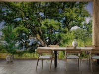 Organic oak wallpaper for interiors
