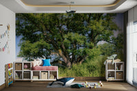 Peaceful green leaves wall wallpaper
