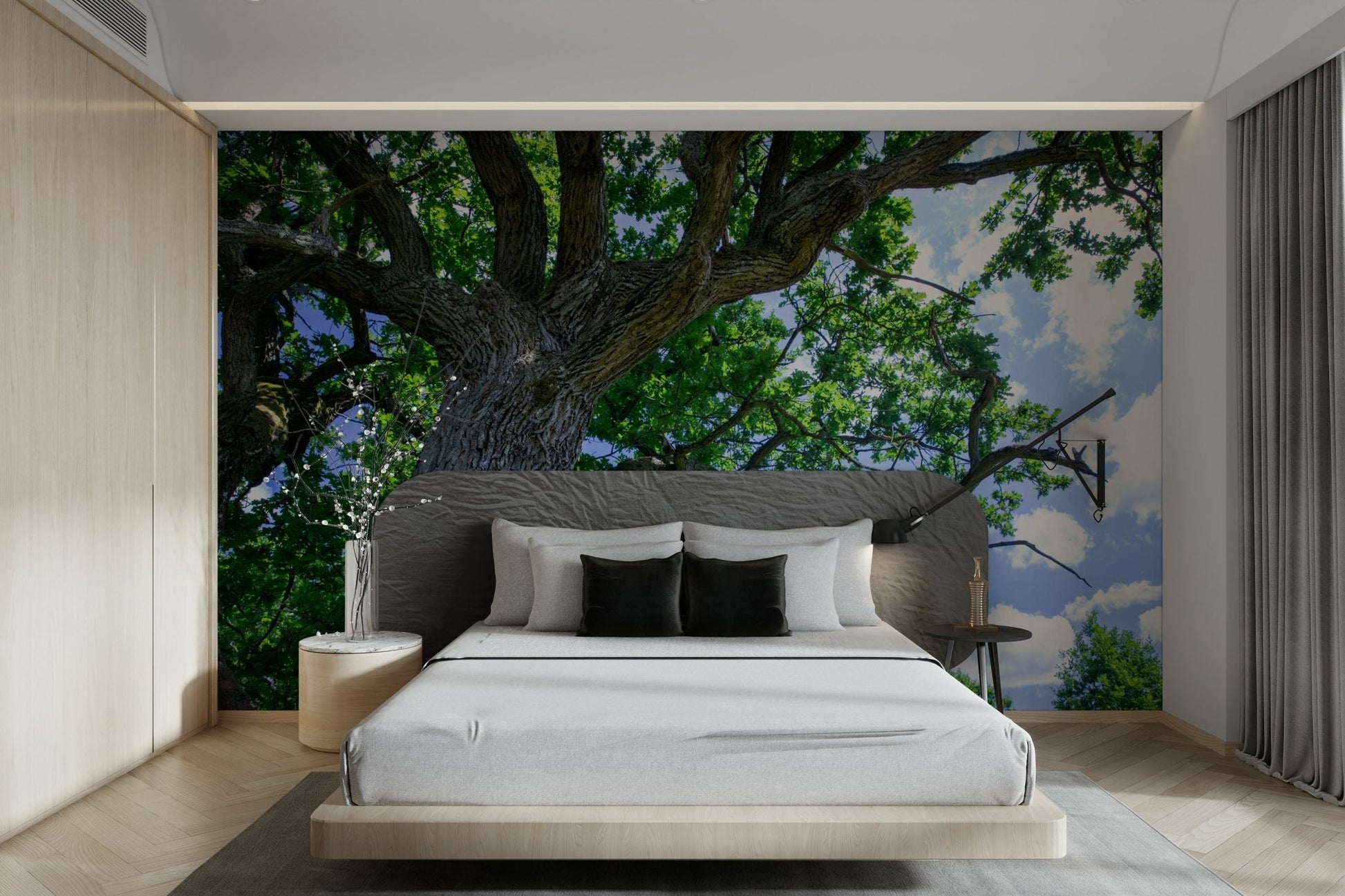 Blue sky and greenery mural wallpaper
