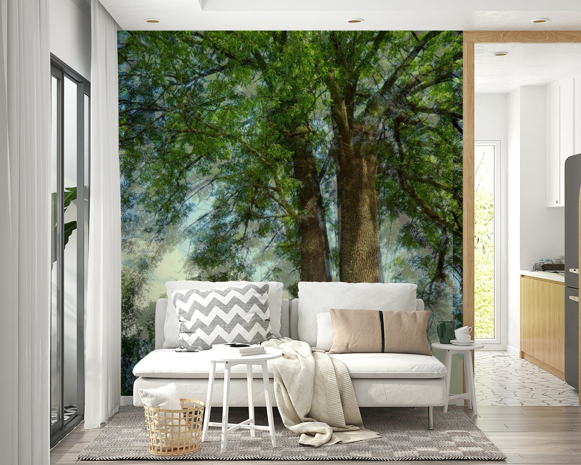 Organic tree canopy mural design
